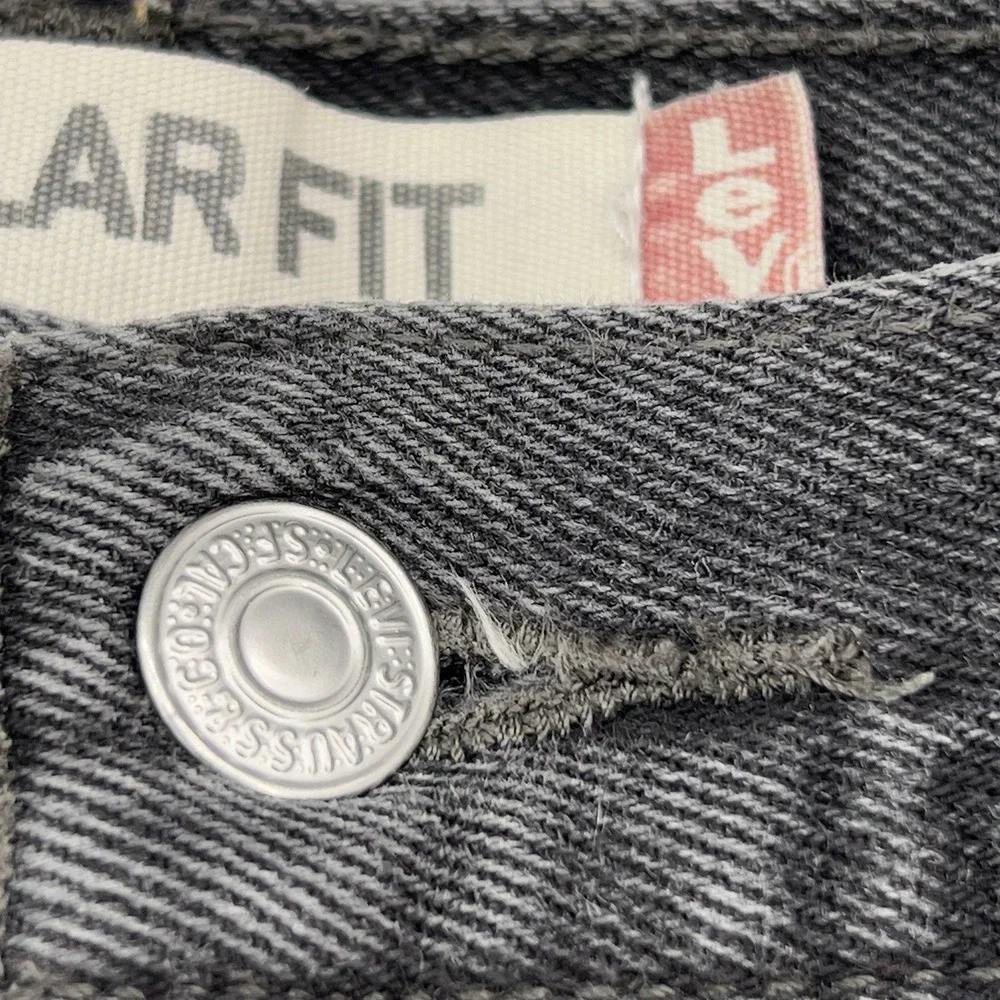 Levi's 505 Regular Fit Jeans Mens 33x32 Black Gray Denim Straight Leg Button Fly